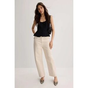 Citizens of Humanity Horseshoe Jeans Ecru Off-White Curved Wide Leg Size 31